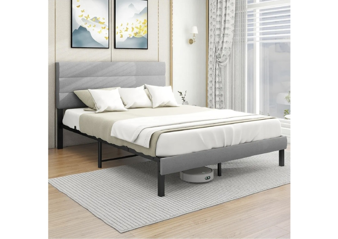 Queen Size Bed Frame with Padded Headboard