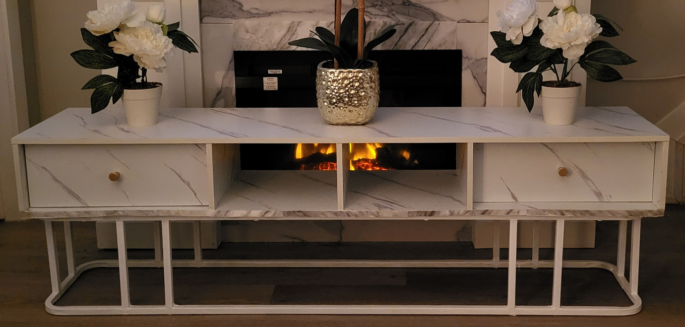 White Marble TV Stand / Wall Mounted TV Stand