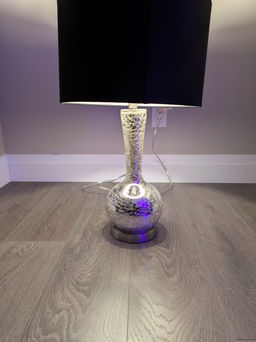 Silver crackle glass table lamp with black shade - photo 2