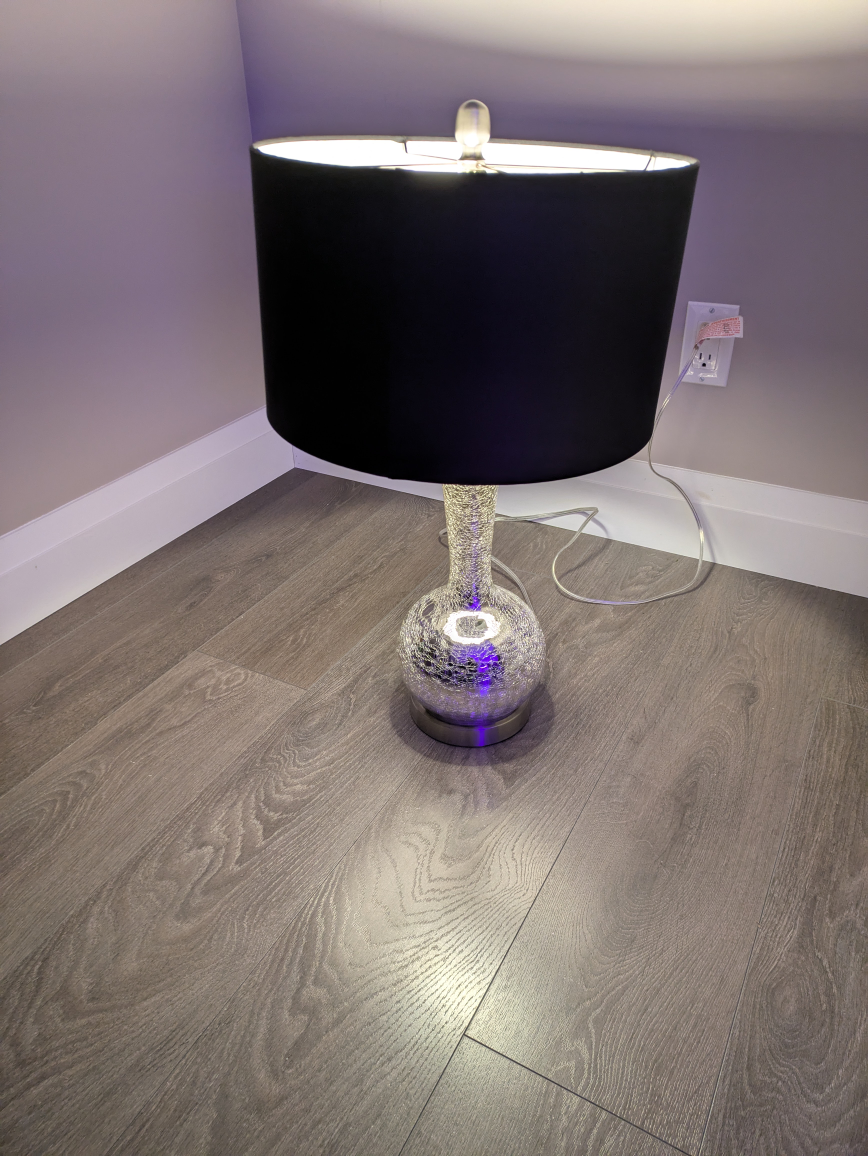 Silver crackle glass table lamp with black shade - photo 3