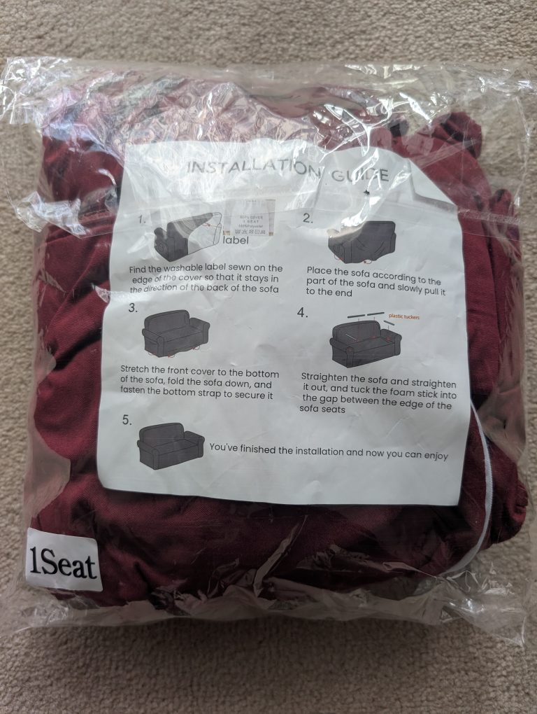 New Burgundy Sofa Slipcover for 1 Seater (armchair)