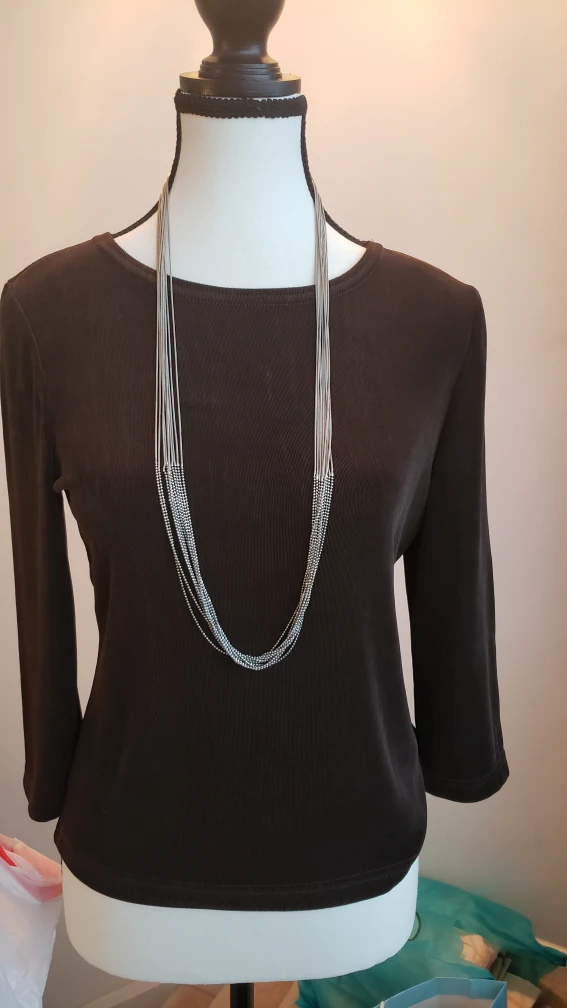 Silver Metal Beaded Multi-Strand Necklace