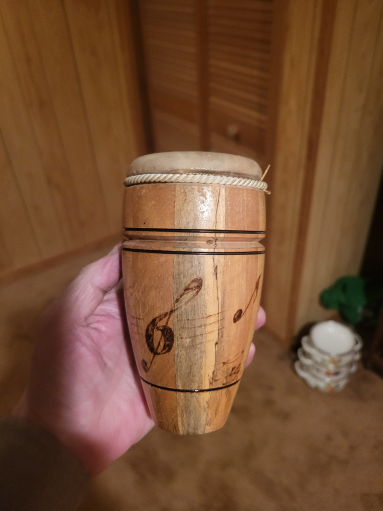 Miniature Wooden Conga Drum with Musical Notes Design - photo 2