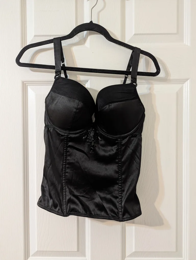 Three Corsets: Animal Print, Black Satin, and Black Lace thumbnail