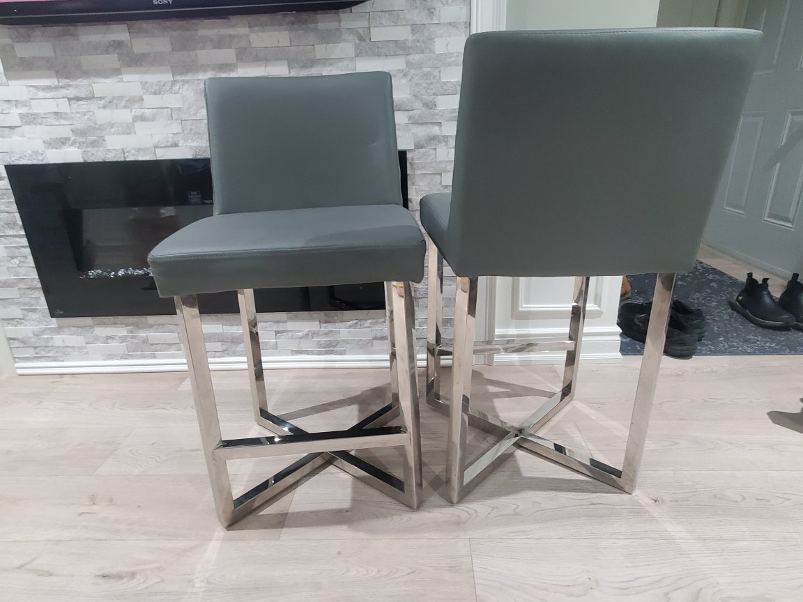 Pair of Grey synthetic Bar Stools - photo 2