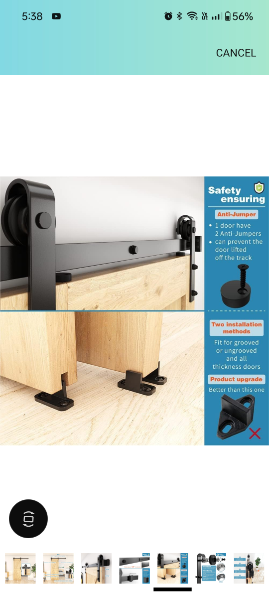 5FT Black Barn Door Hardware Kit with Soft Close - photo 3