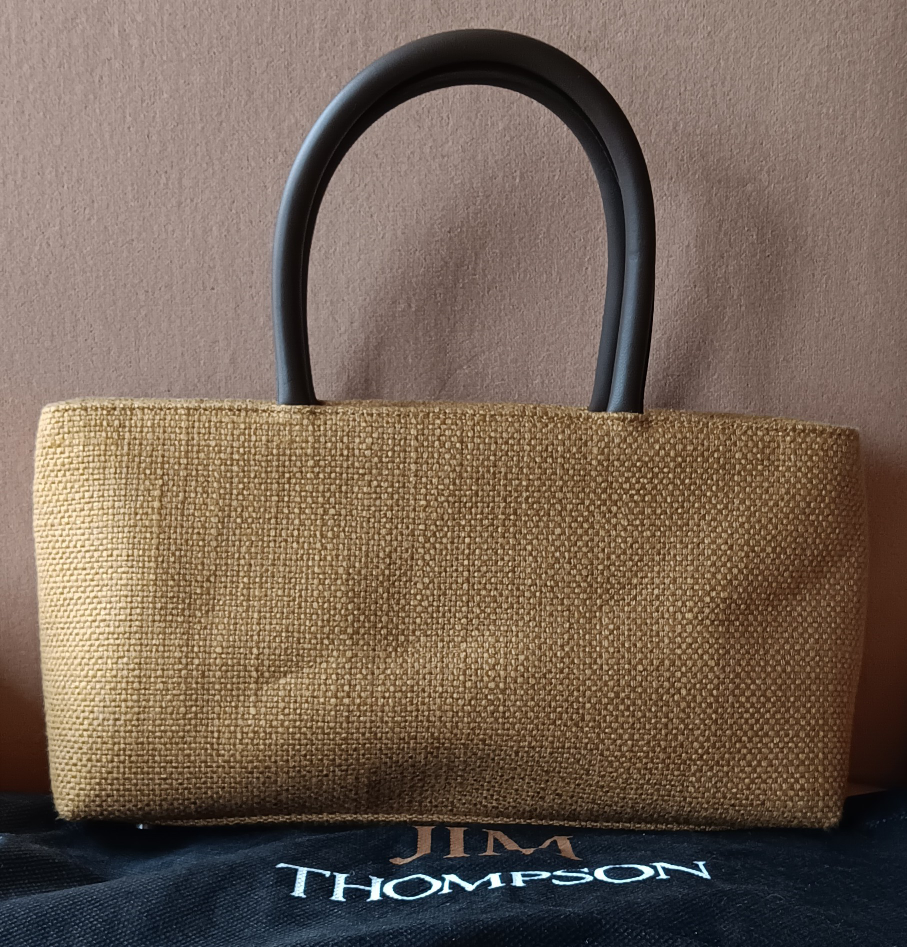 Vintage Jim Thompson Mustard Yellow Woven Tote Bag - photo 2
