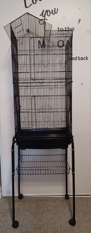 Black Metal Bird Cage With Stand