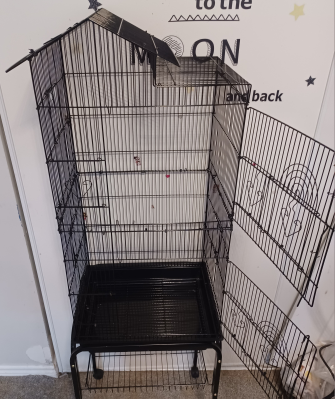 Black Metal Bird Cage With Stand - photo 2