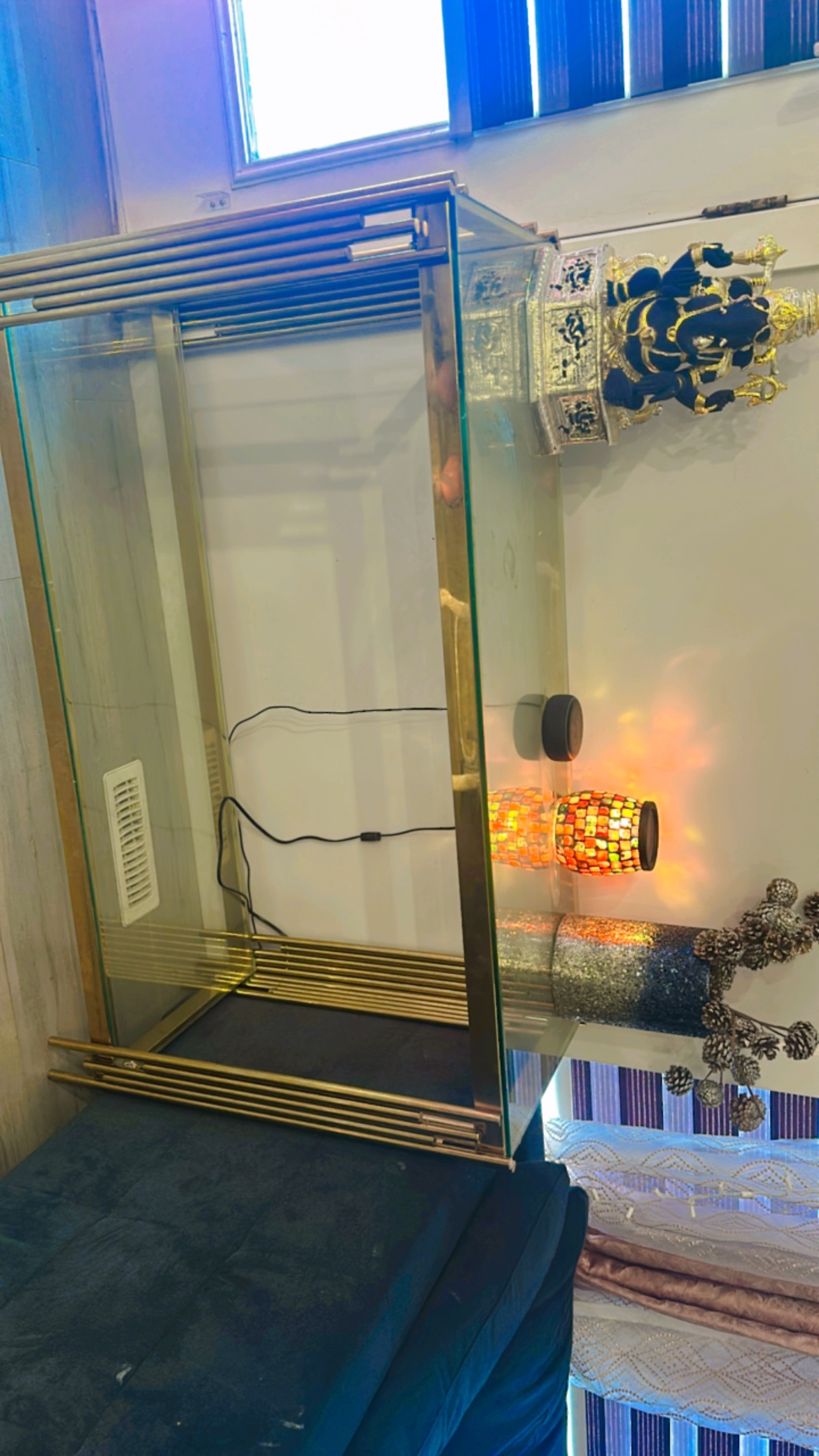 Gold Metal and Glass Console Table - photo 2