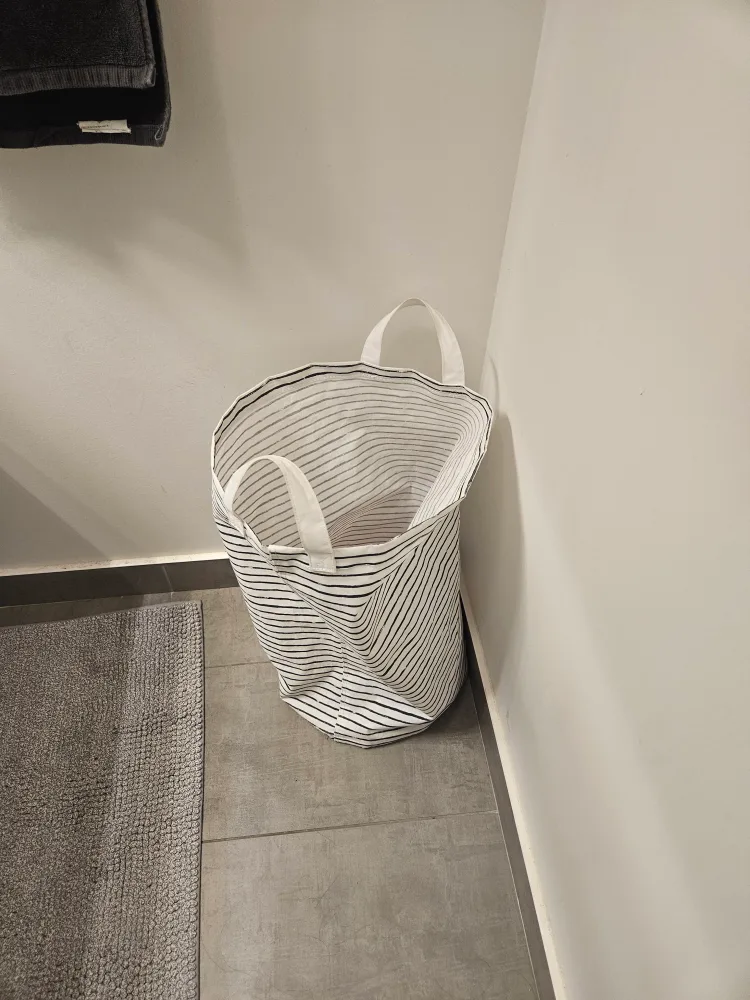Striped Fabric Laundry Basket thumbnail