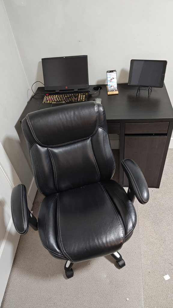 Dark Brown Computer Desk with Drawer, Cabinet & Chair - photo 3