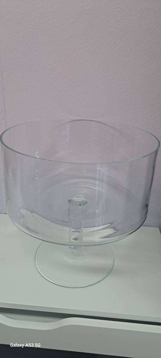 Large Clear Glass Bowl with Pedestal
