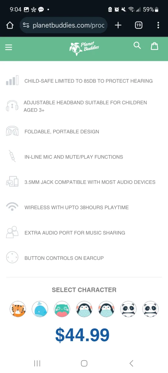 Planet Buddies Pippin the Panda Wireless Headphones for Kids 🏈 image indicator(2)