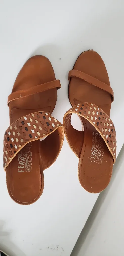 Ferragamo Woven Leather Wedge Sandals / Heels image indicator(2)