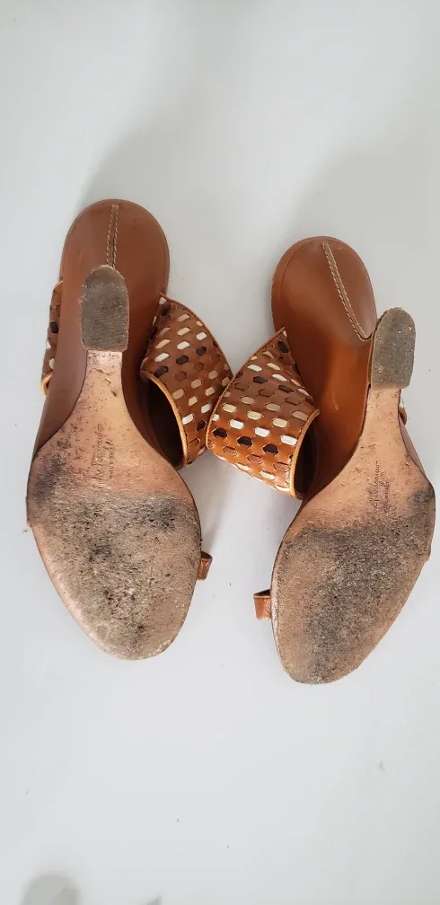 Ferragamo Woven Leather Wedge Sandals / Heels image indicator(4)