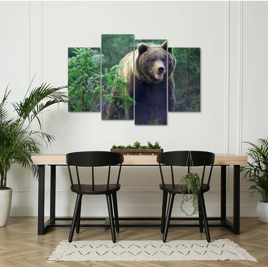 Large 4-Panel Bear Wall Art – 48"x32" Canvas Print image indicator(2)