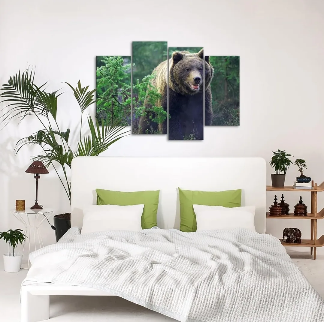 Large 4-Panel Bear Wall Art – 48"x32" Canvas Print image indicator(3)