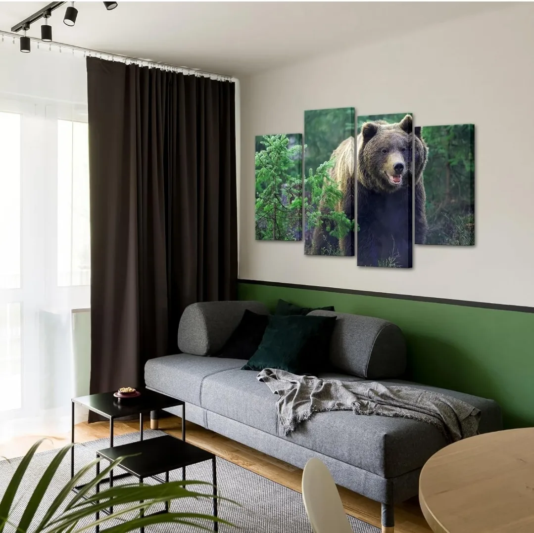 Large 4-Panel Bear Wall Art – 48"x32" Canvas Print image indicator(4)