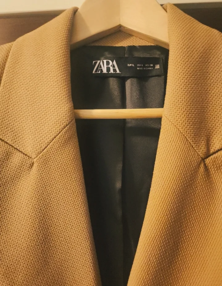 Zara Camel Double-Breasted Blazer, New thumbnail