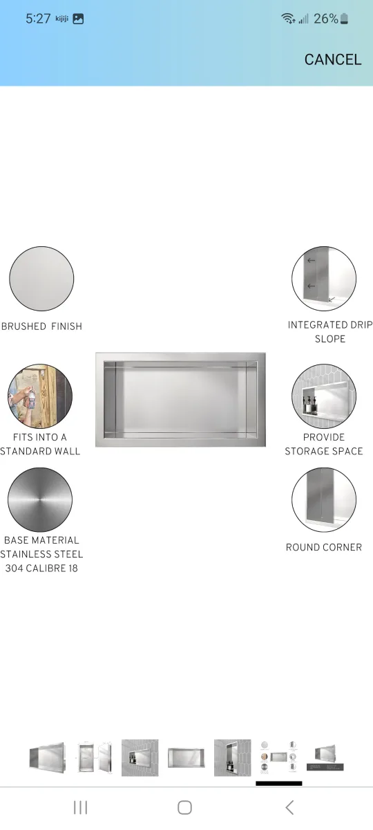 Brushed Nickel Stainless Steel Shower Niche image indicator(3)