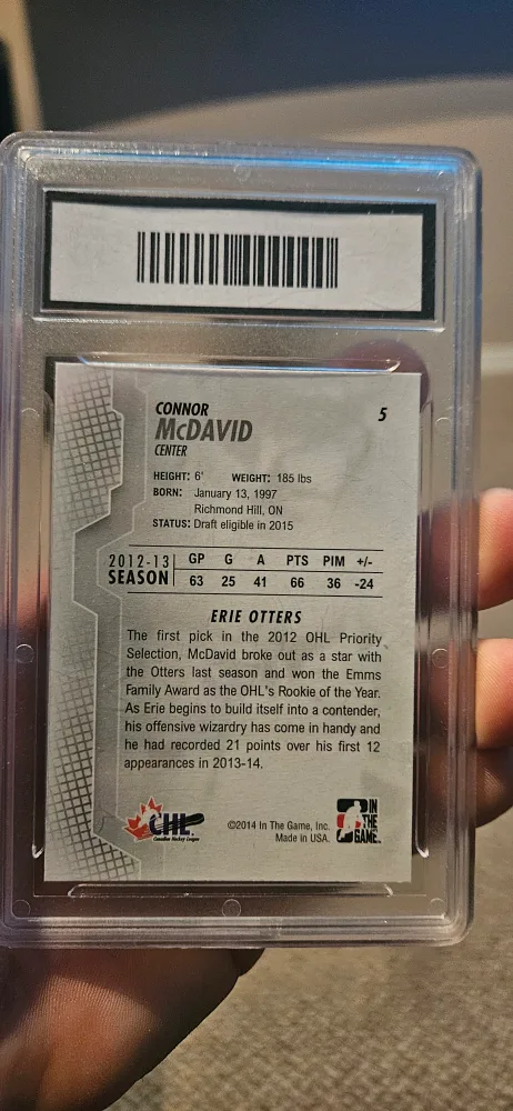 Connor McDavid Erie Otters Rooksie Card 10/10 image indicator(2)