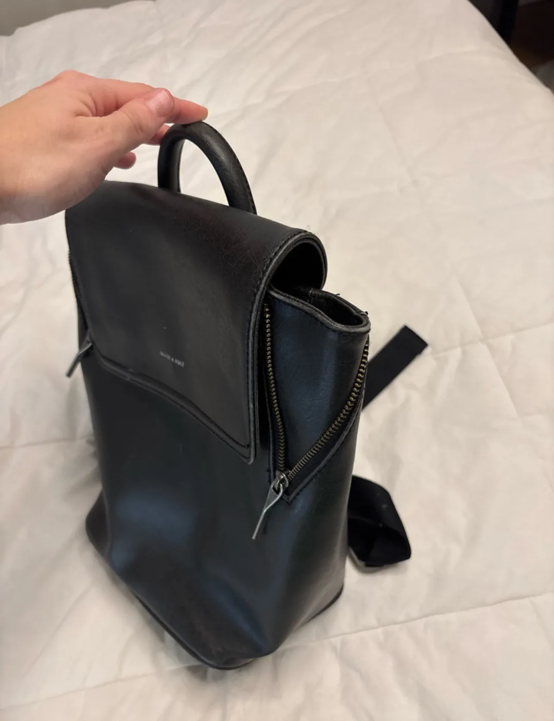 Matt & Nat Black Vegan Leather Backpack image indicator(2)