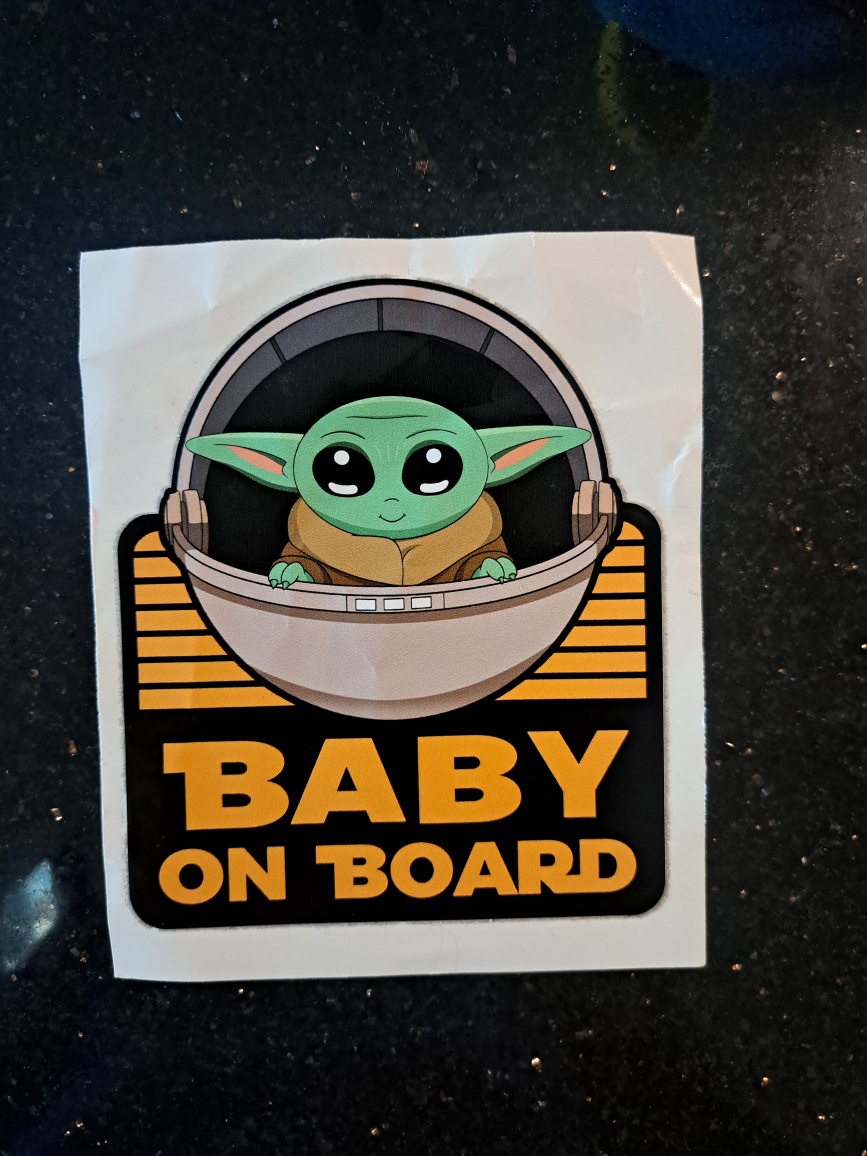 Baby Yoda "Baby on Board" Car Sticker