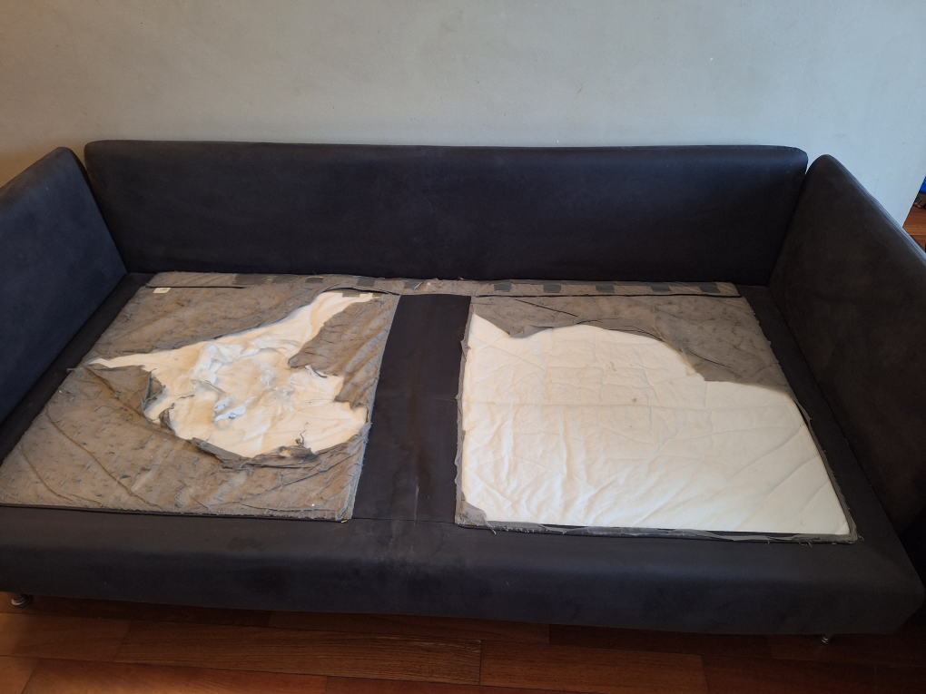 Dark Grey Two-Seater Sofa - Needs Upholstery Repair - photo 3