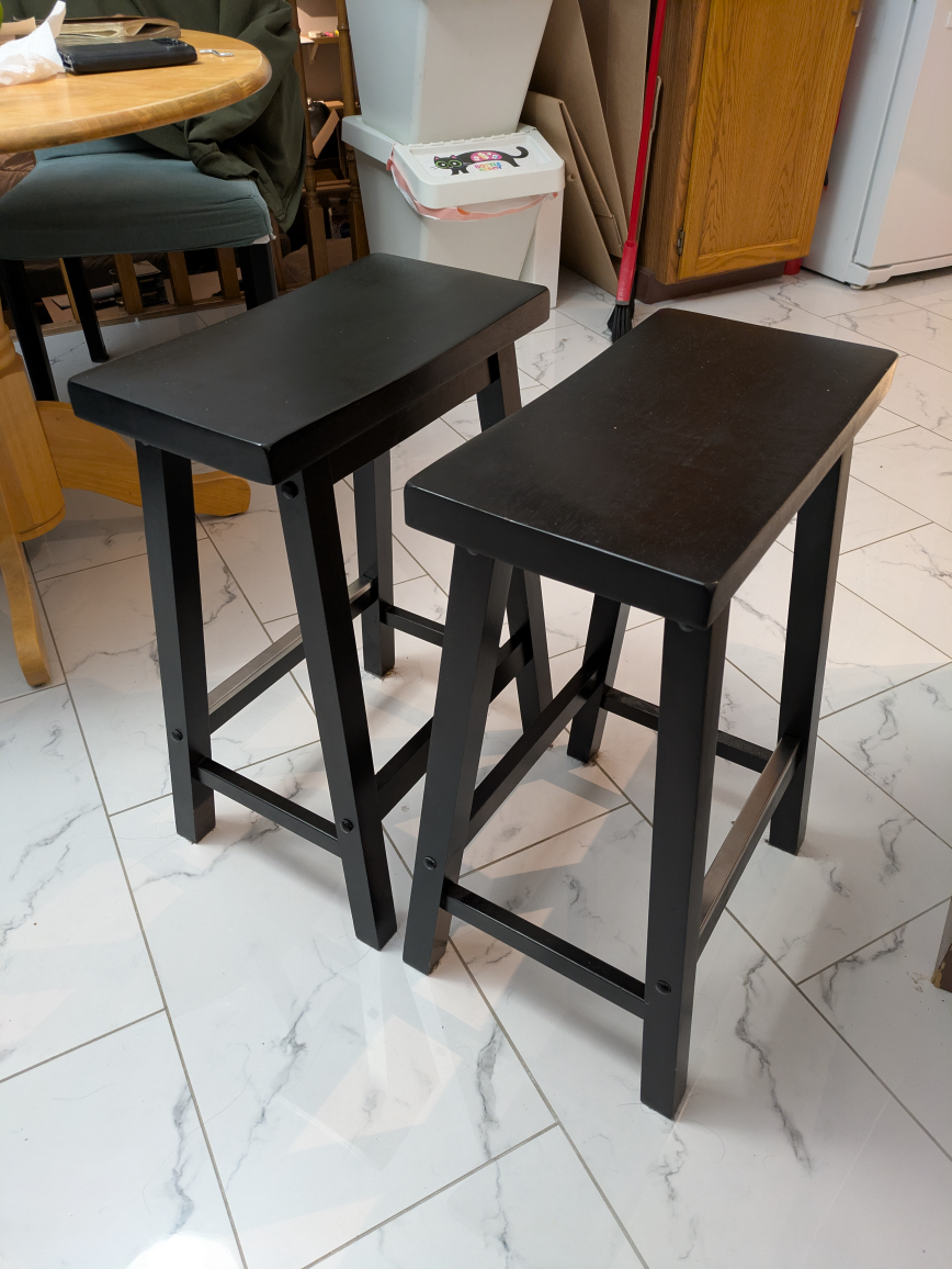 Pair of Black Wooden Stools