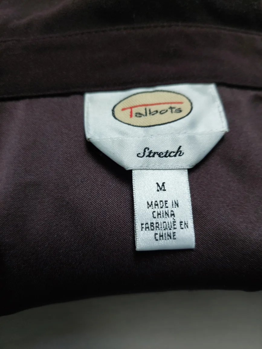 Talbots Women's Size Medium Brown Stretch Button-Down Shirt image indicator(2)