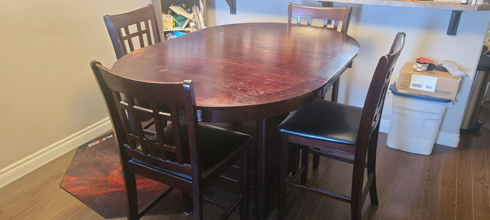 Dark Brown Wood Dining Table with 4 Chairs