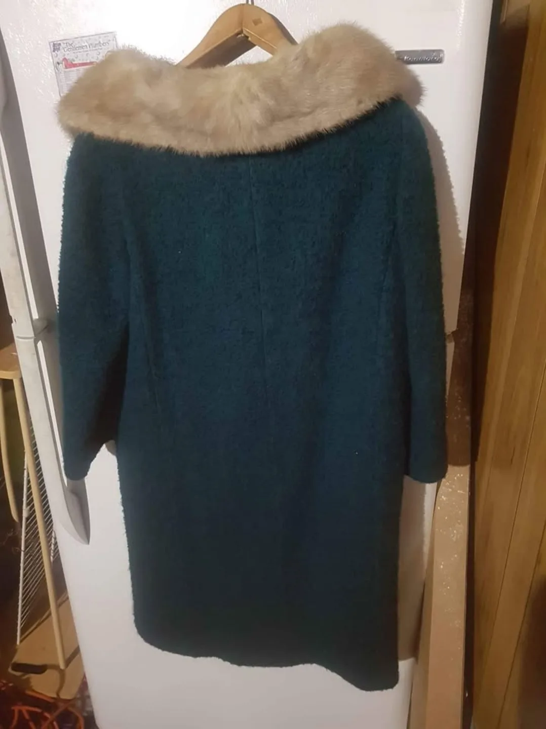 1960's Teal Wool Coat with Sable Fur Collar image indicator(2)