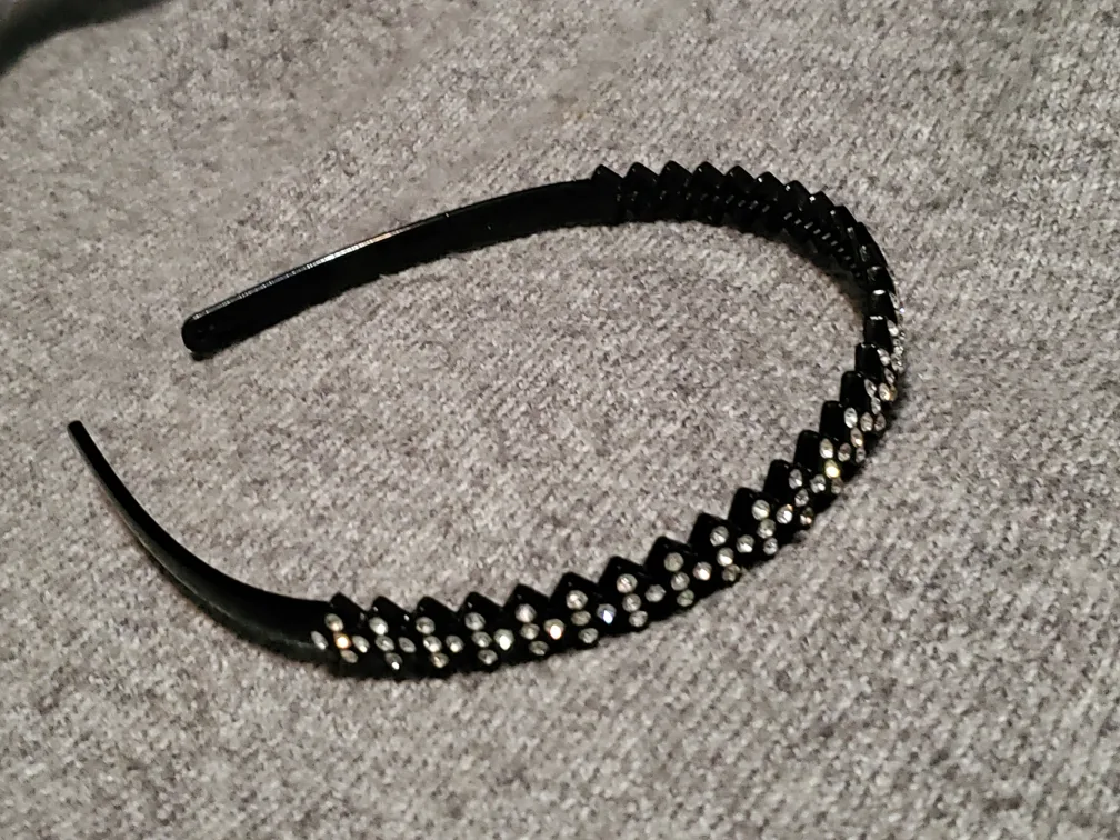 Assorted Headbands: Black Rhinestone, Pink Floral, Silver Flower image indicator(3)