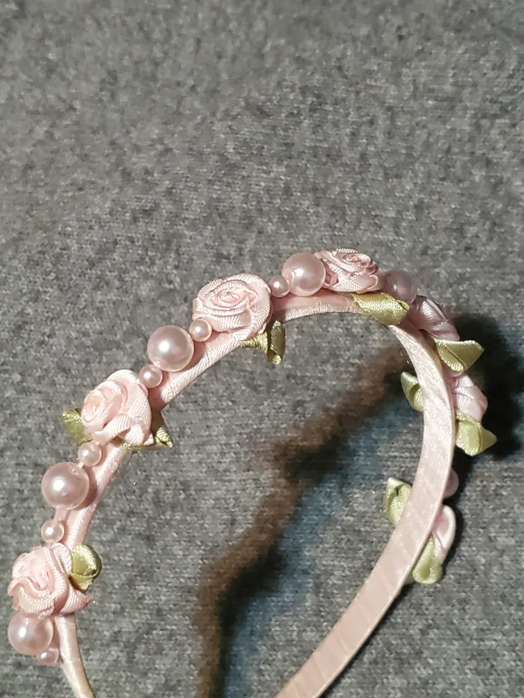 Assorted Headbands: Black Rhinestone, Pink Floral, Silver Flower image indicator(5)