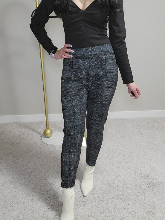Women's Grey & Black fleece lined Leggings