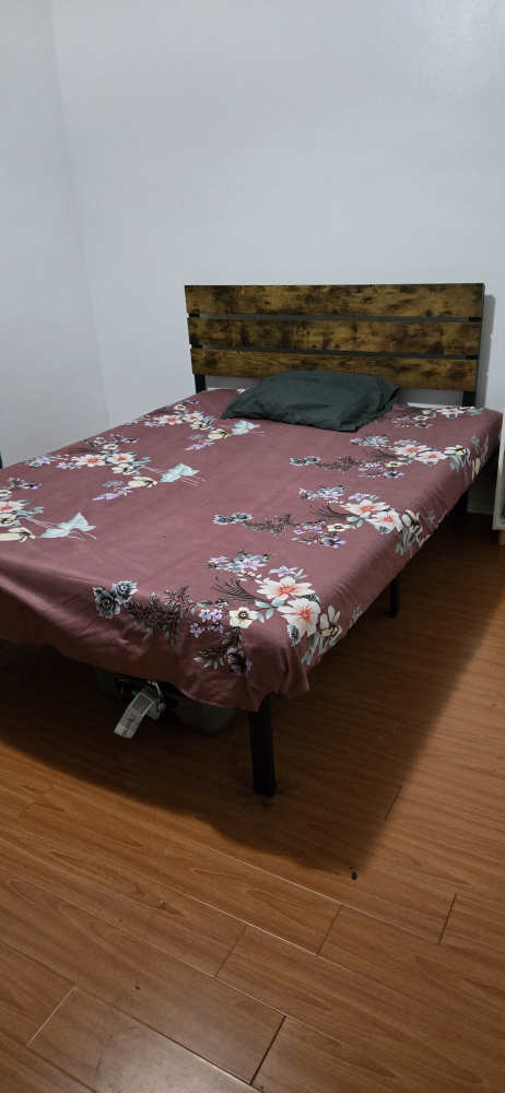 Full-Size Metal Platform Bed Frame with Headboard