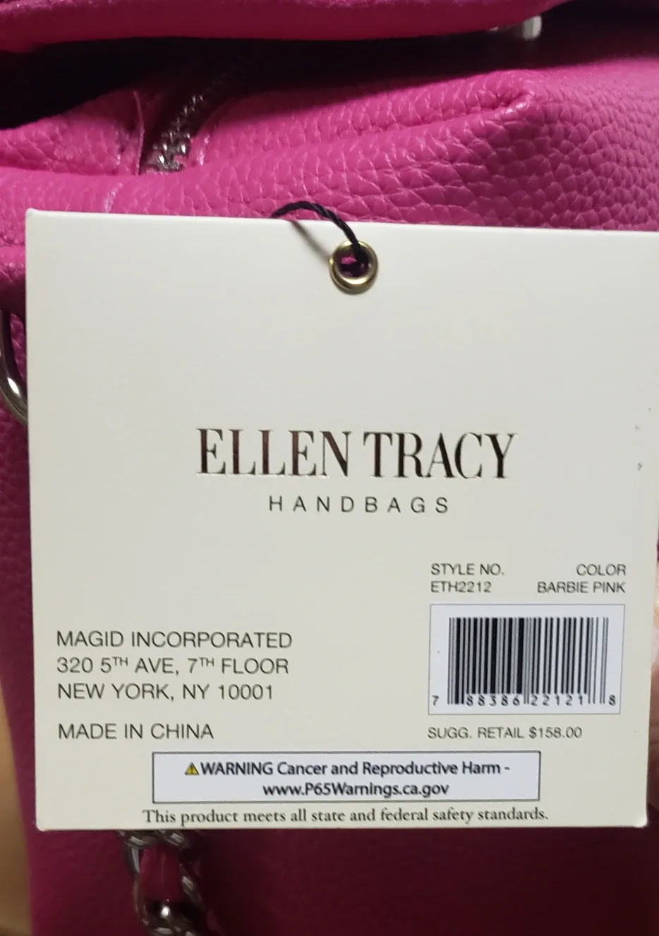 🏈 Ellen Tracy Pink Vegan Leather Handbag NWT 🏈 image indicator(4)