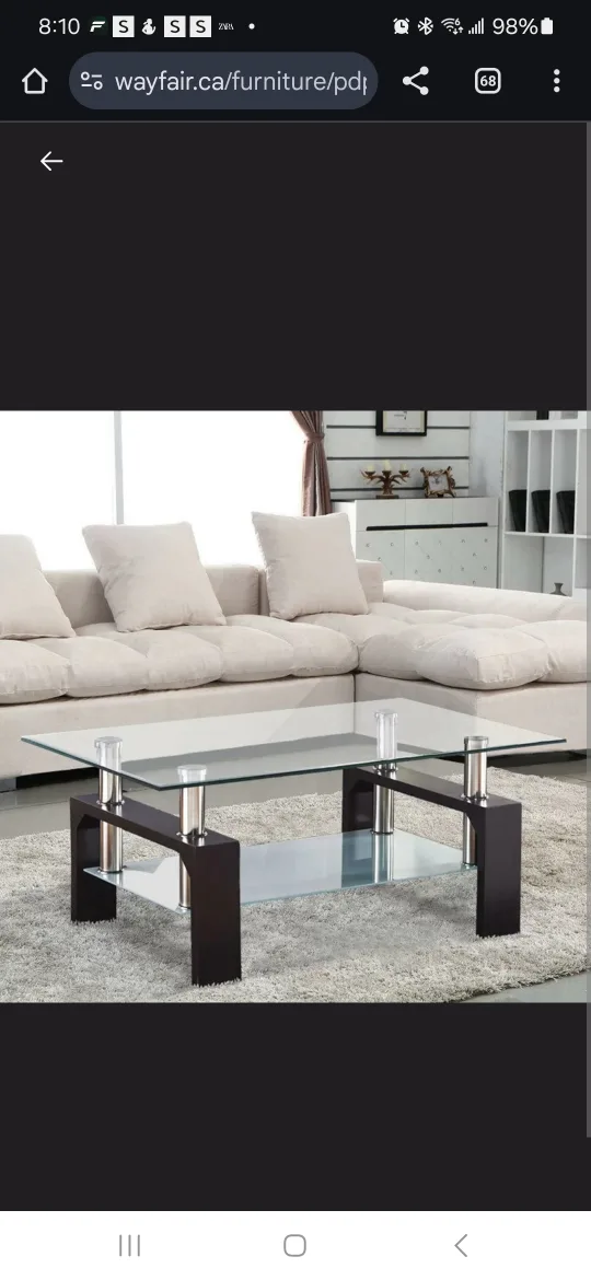 Glass Top Coffee Table with Lower Shelf image indicator(2)