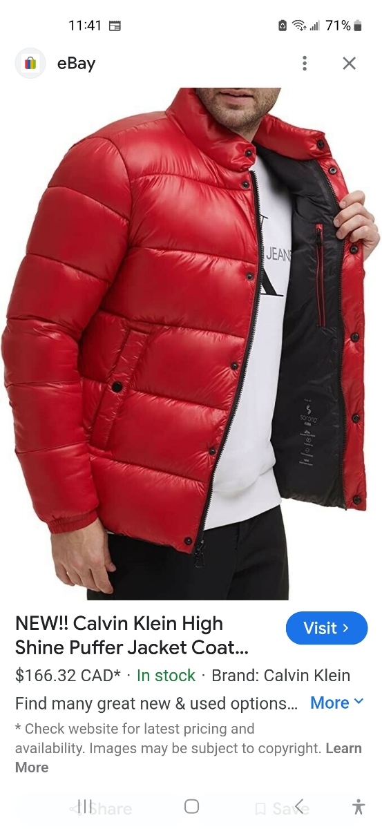 Men's Calvin Klein Red Puffer Jacket