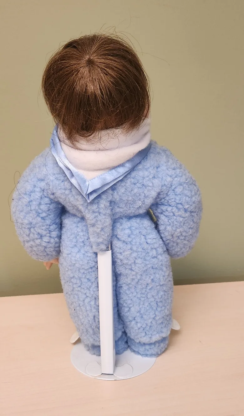 Adorable Porcelain Baby Boy Doll in Blue Sleeper image indicator(2)