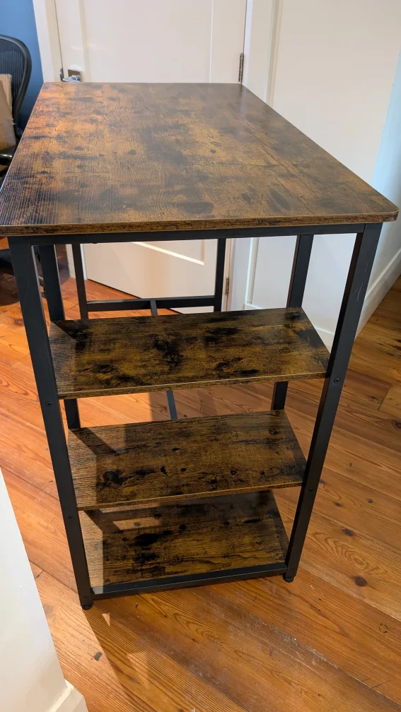 VASAGLE Rustic Brown Industrial Bar Table with 3 Shelves image indicator(3)