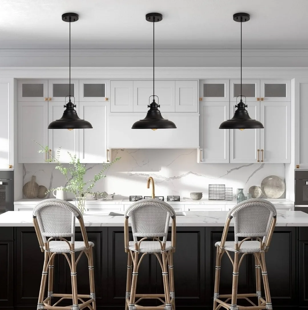 Modern Black Farmhouse Pendant Lights – Set of 3 image indicator(5)