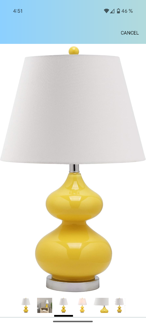 Mustard Yellow Table Lamp with White Shade