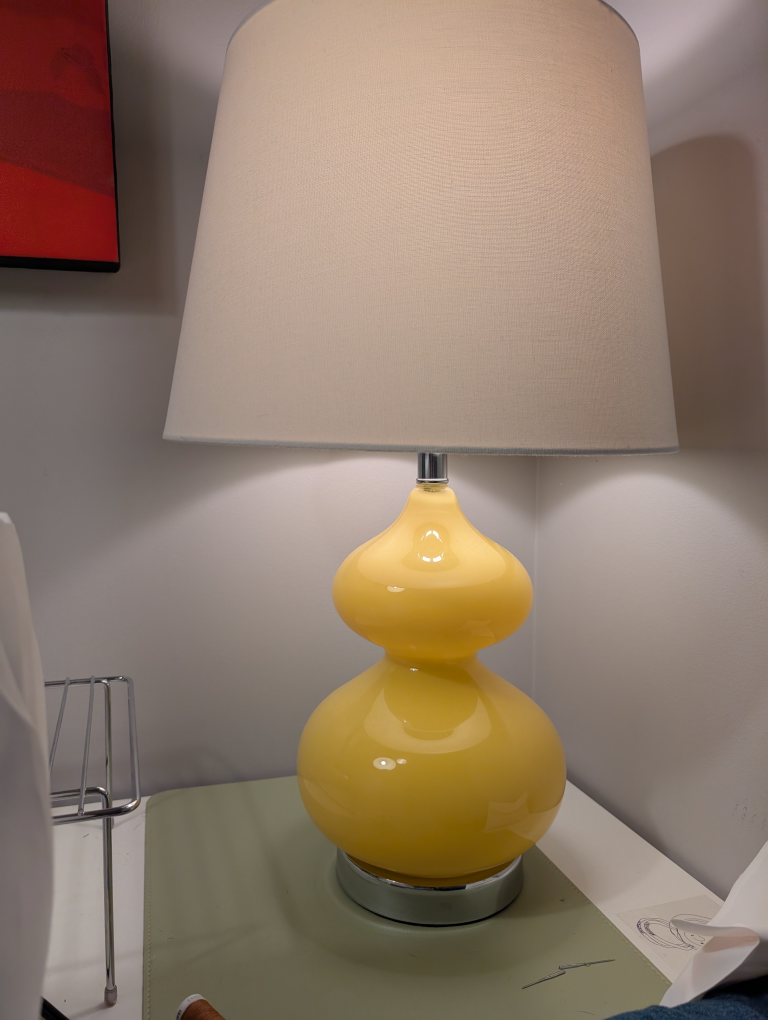 Mustard Yellow Table Lamp with White Shade - photo 3