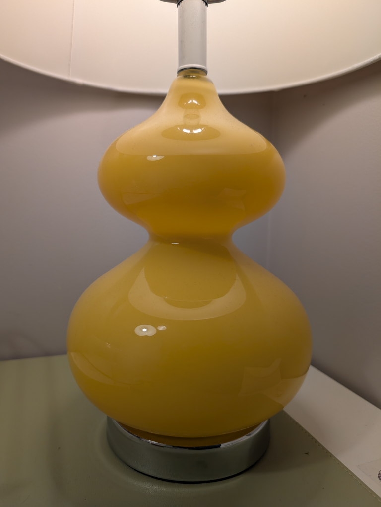 Mustard Yellow Table Lamp with White Shade - photo 4