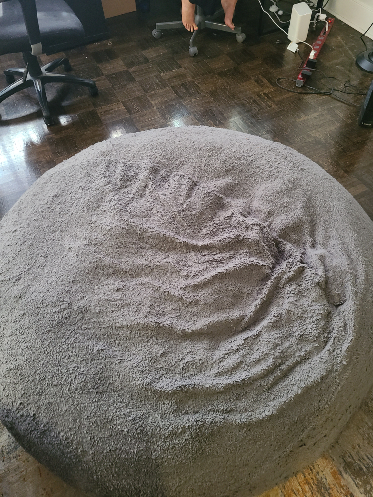 Grey Fluffy Bean Bag Chair