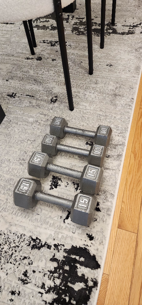 10lb and 15lb set of Hex Dumbbells - photo 3
