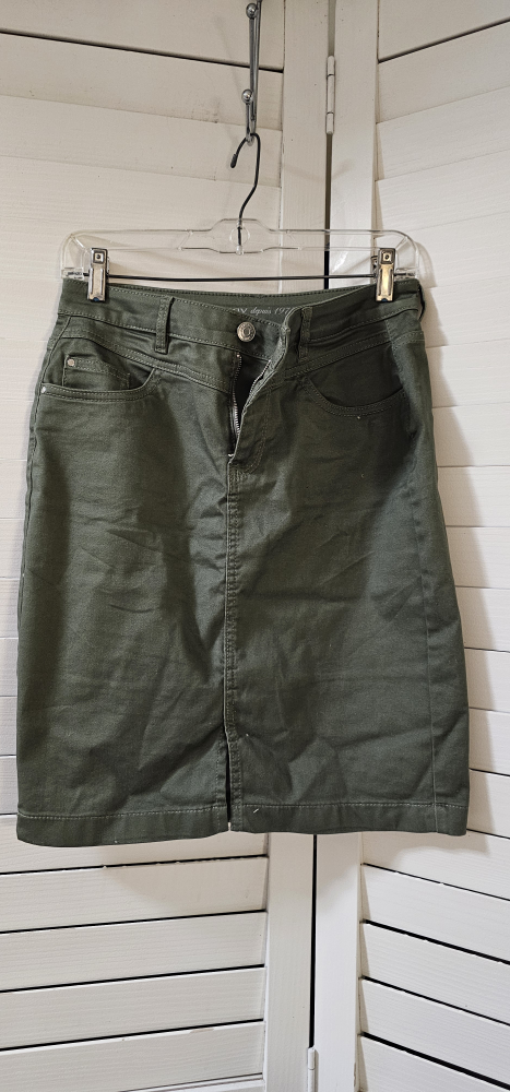Orsay Olive Green Denim Pencil Skirt - Size 36 - photo 3