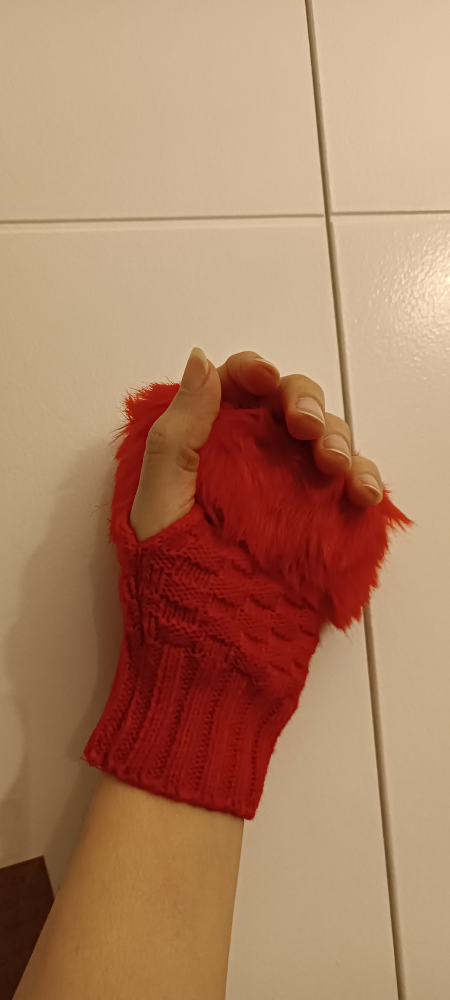 Knit Fingerless Gloves with Fuzzy Cuffs - photo 4